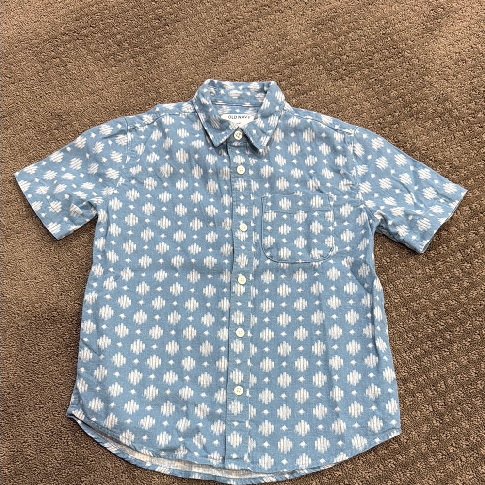 Old Navy Blue and White Casual Button Down Shirt